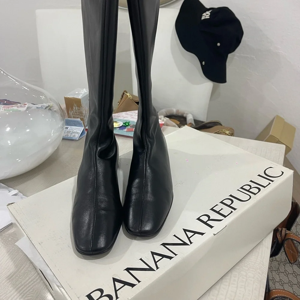 Banana Republic Black Over the Knee Boots Brand New